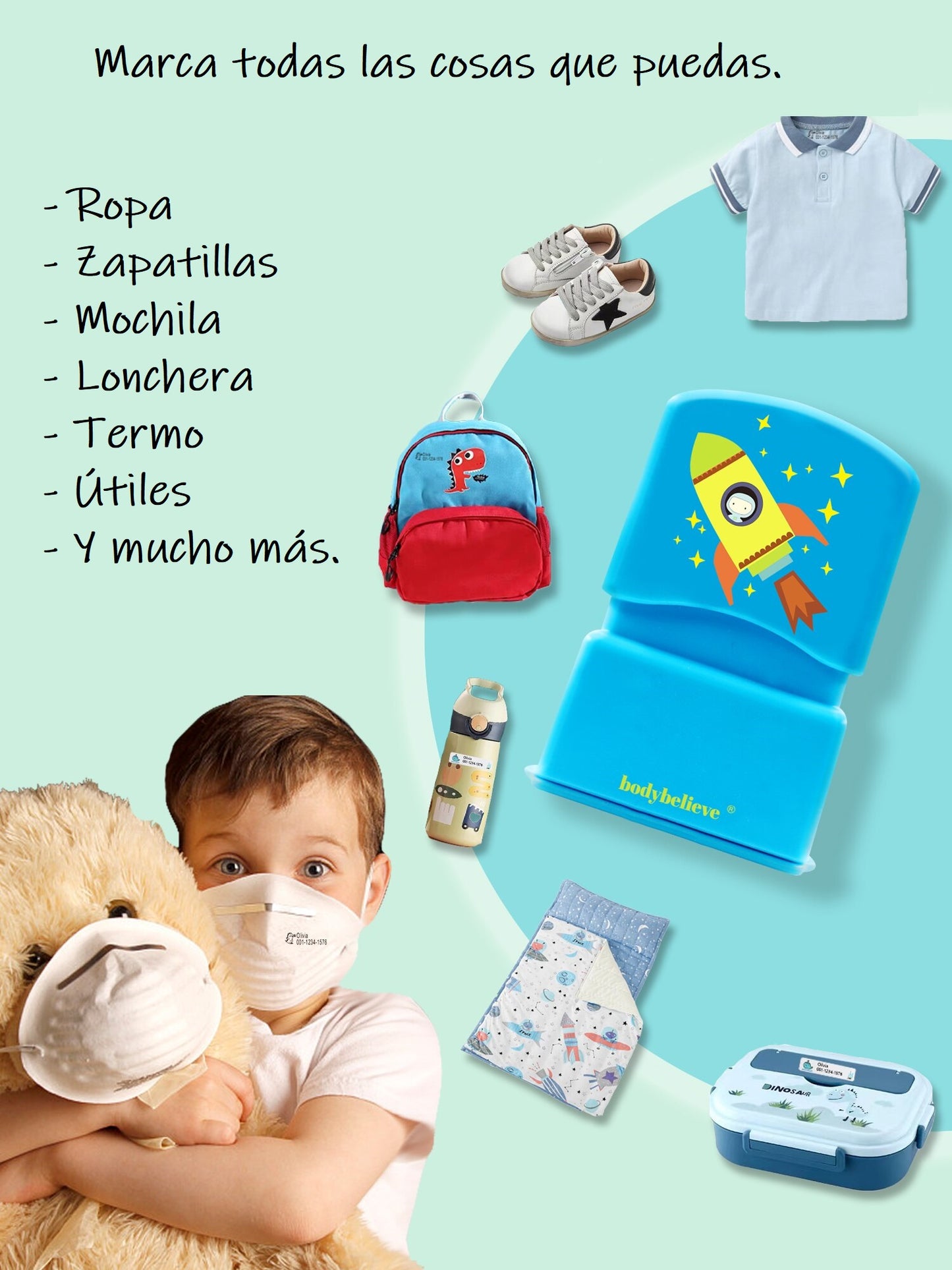 Sellos personalizables para ropa, impermeable y no se borra