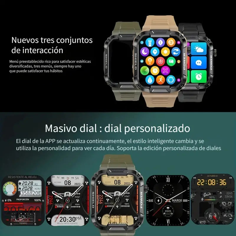 Smart Watch tipo militar, IP68, 5ATM, para IOS y Android