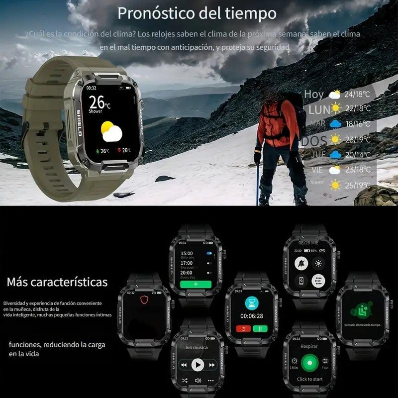Smart Watch tipo militar, IP68, 5ATM, para IOS y Android
