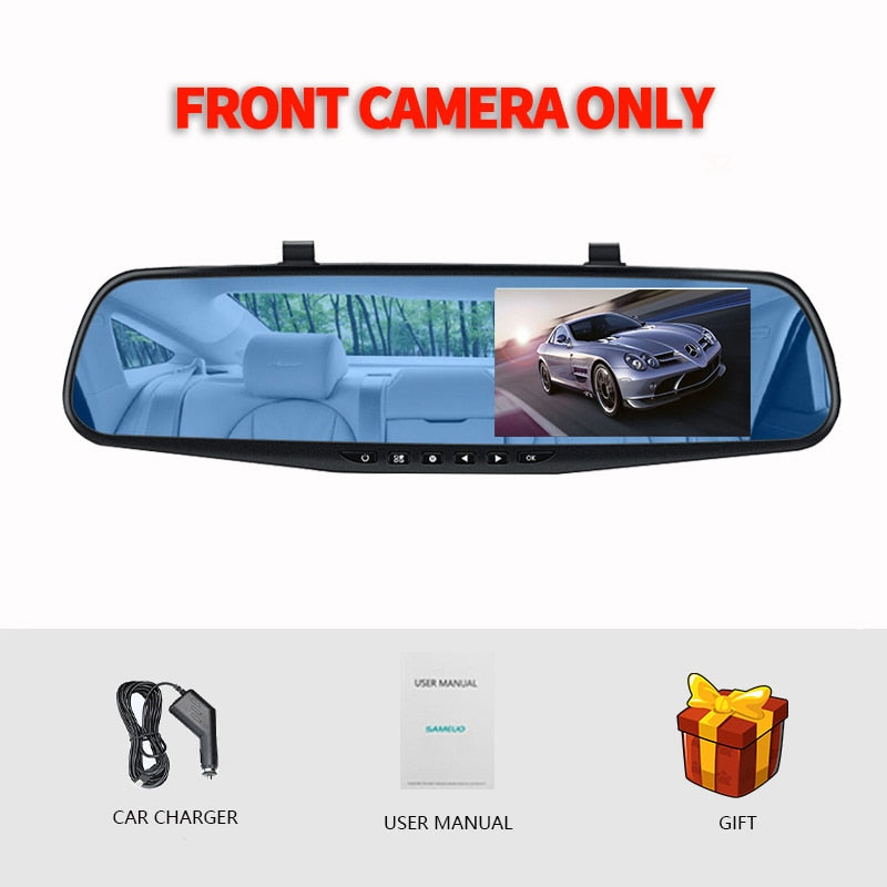 Espejo retrovisor con cámara, grabadora de vídeo frontal, trasera y visión nocturna