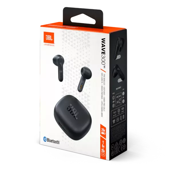 Auriculares JBL inalámbricos Wave 300, TWS con Bluetooth, con micrófono y estuche de carga