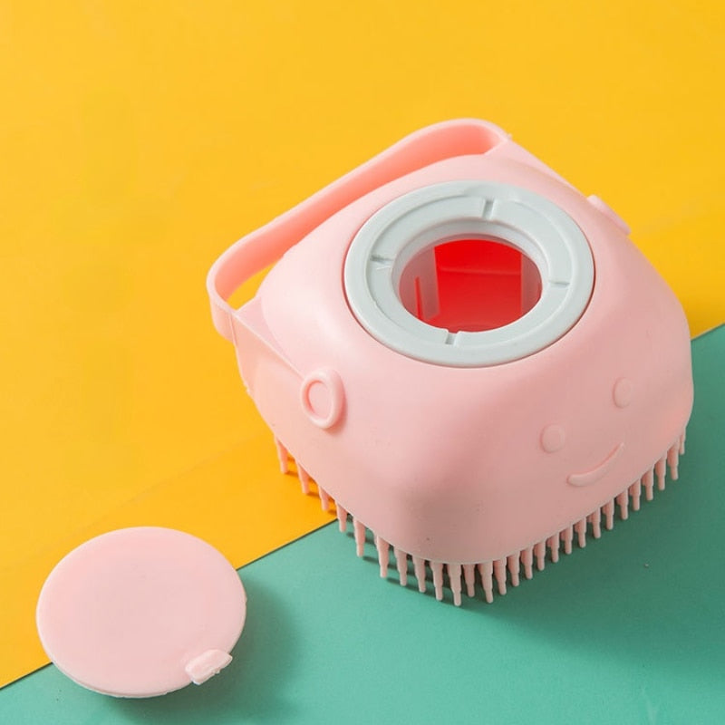 Cepillo masajeador de champú para baño de mascotas