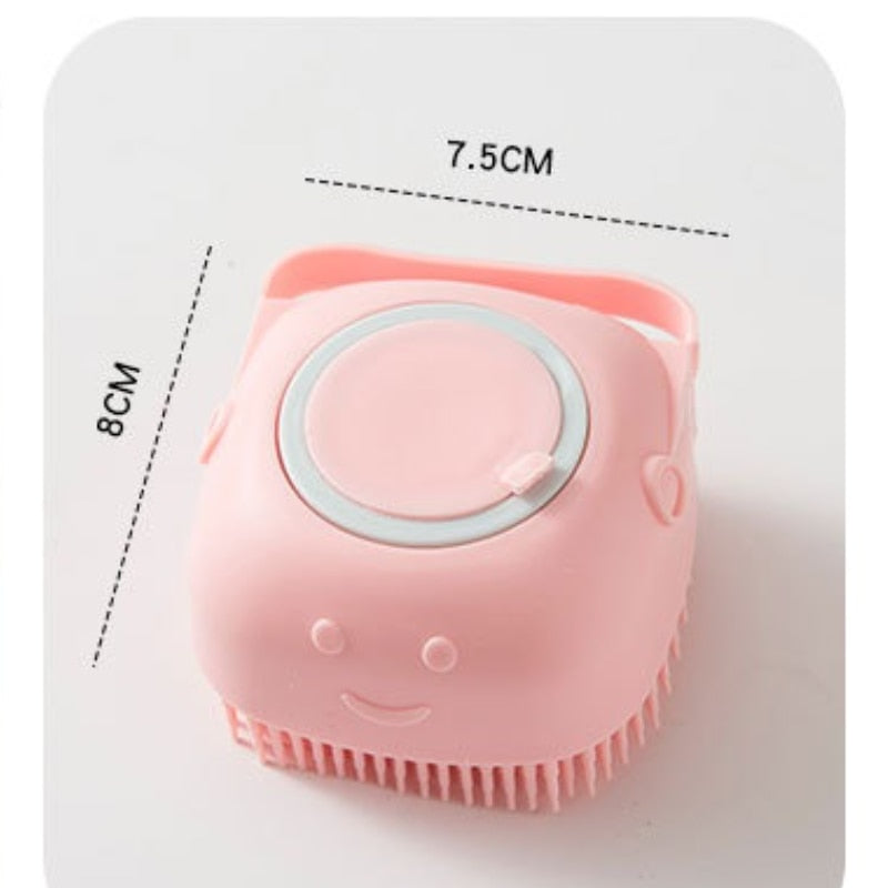 Cepillo masajeador de champú para baño de mascotas