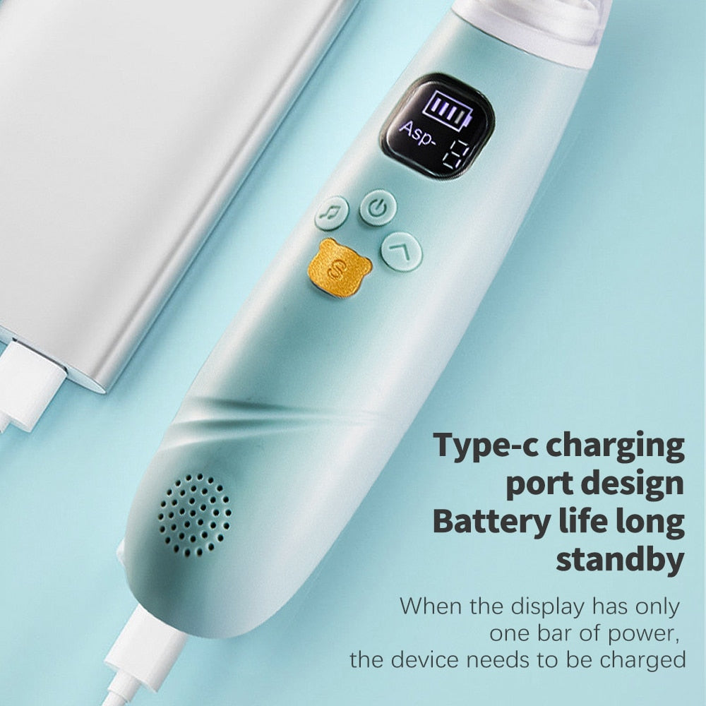 Aspirador Nasal eléctrico para bebés, con succión ajustable y música