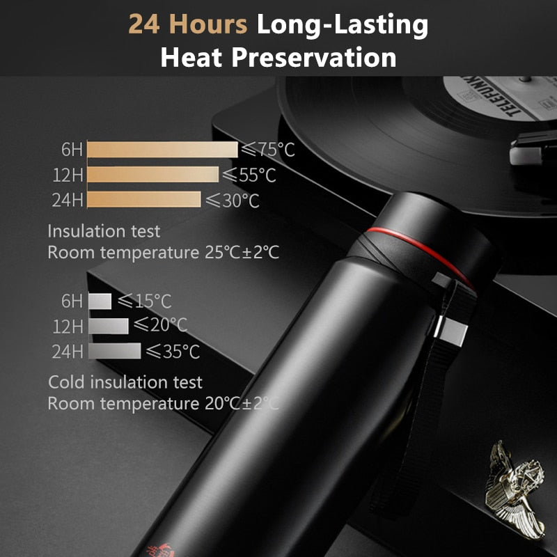 Termo de acero inoxidable 420, 800, 1000 ml, con sensor de temperatura