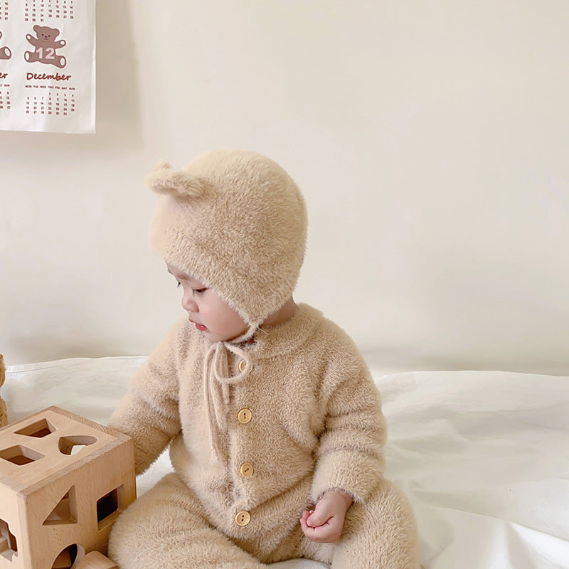Enterito de invierno para bebés, cálido con gorro