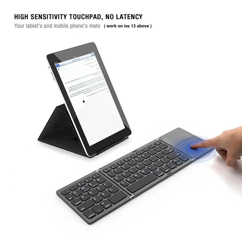 Teclado plegable (Español), Bluetooth para iPad, Android, Windows, iOS, con panel táctil
