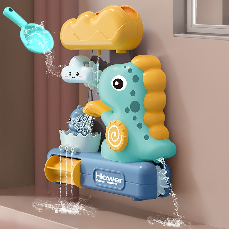 Juguetes de baño de bebé, conjunto de dinosaurios, animales de dibujos animados