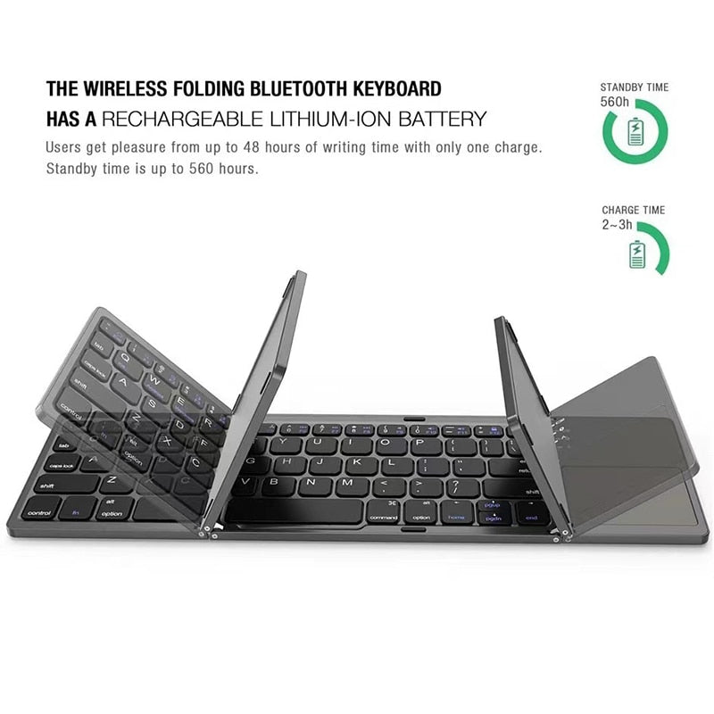 Teclado plegable (Español), Bluetooth para iPad, Android, Windows, iOS, con panel táctil