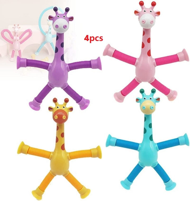 Juguetes con ventosa para niños y niñas, telescópico con forma de jirafa, antiestrés