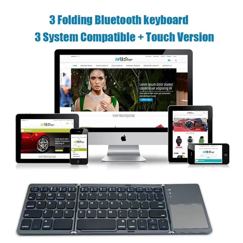 Teclado plegable (Español), Bluetooth para iPad, Android, Windows, iOS, con panel táctil